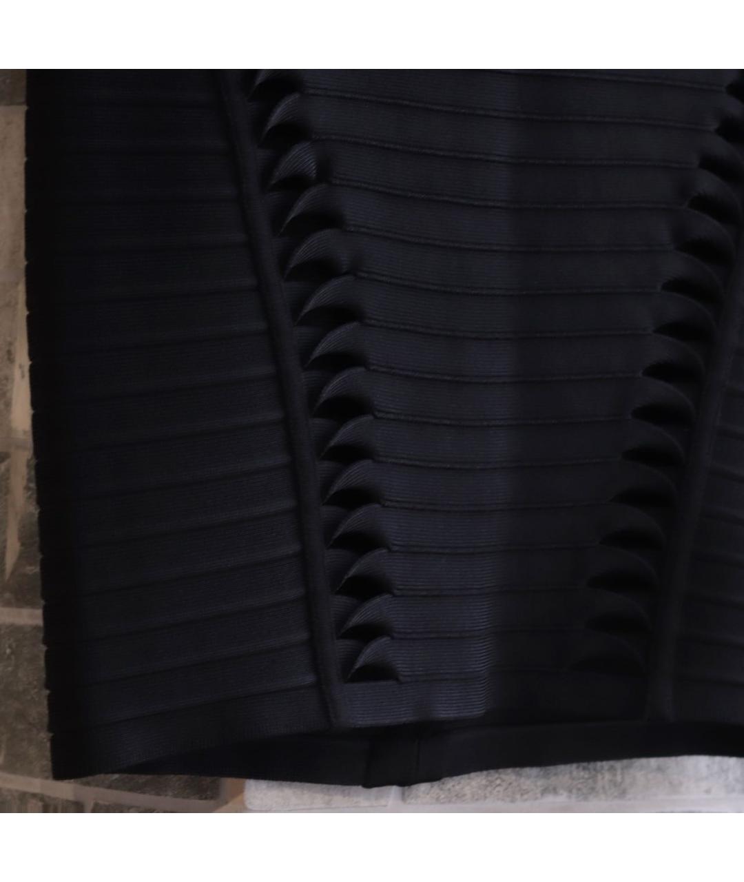 HERVE LEGER Черная юбка мини, фото 4
