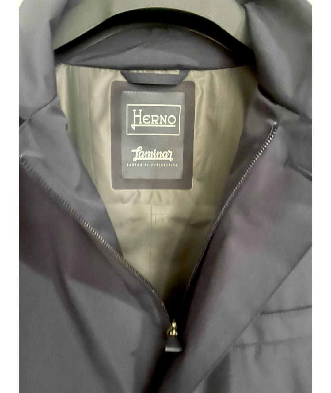 HERNO Темно-синяя полиэстеровая куртка, фото 7