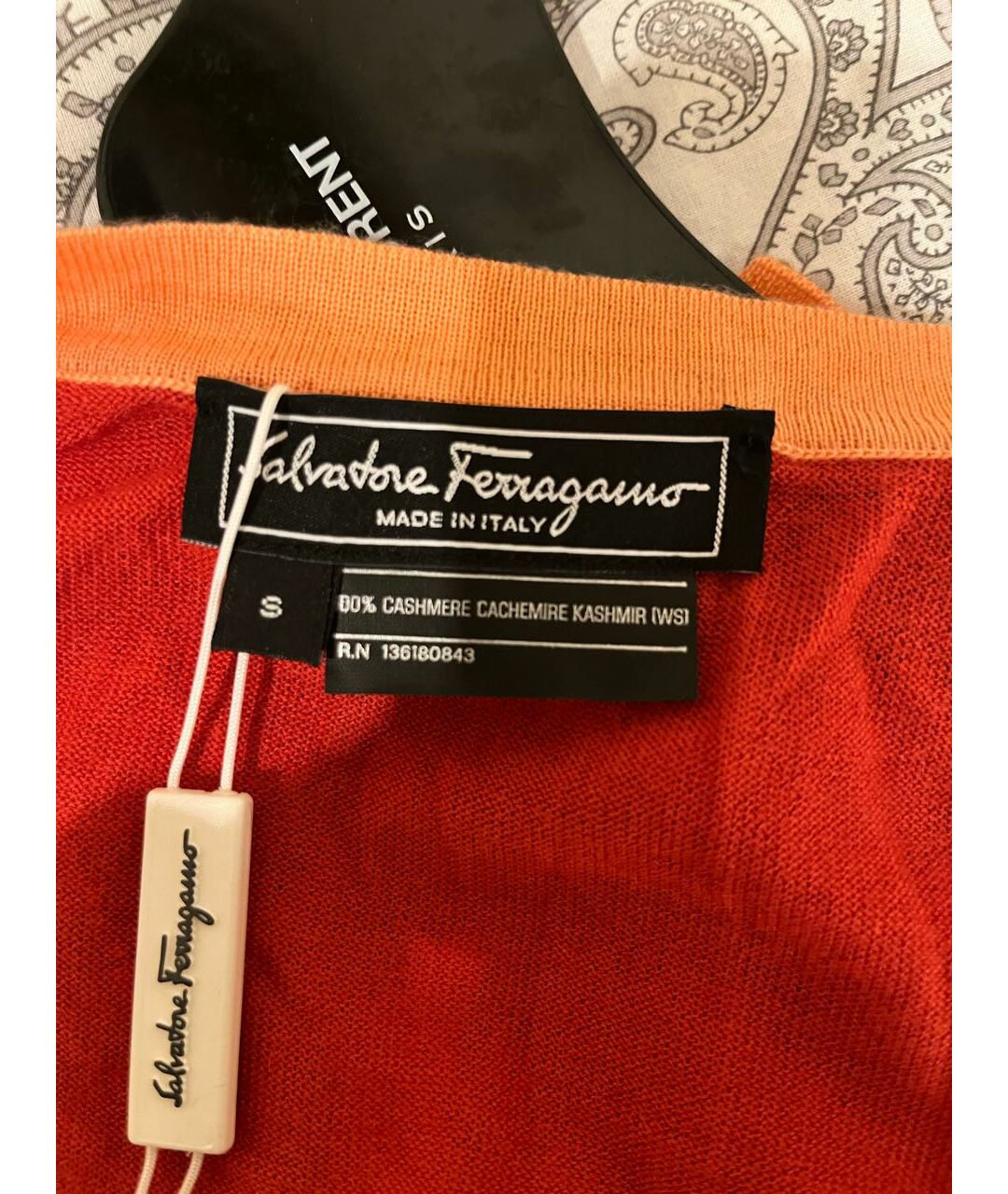 FERRAGAMO Оранжевый кашемировый кардиган, фото 3