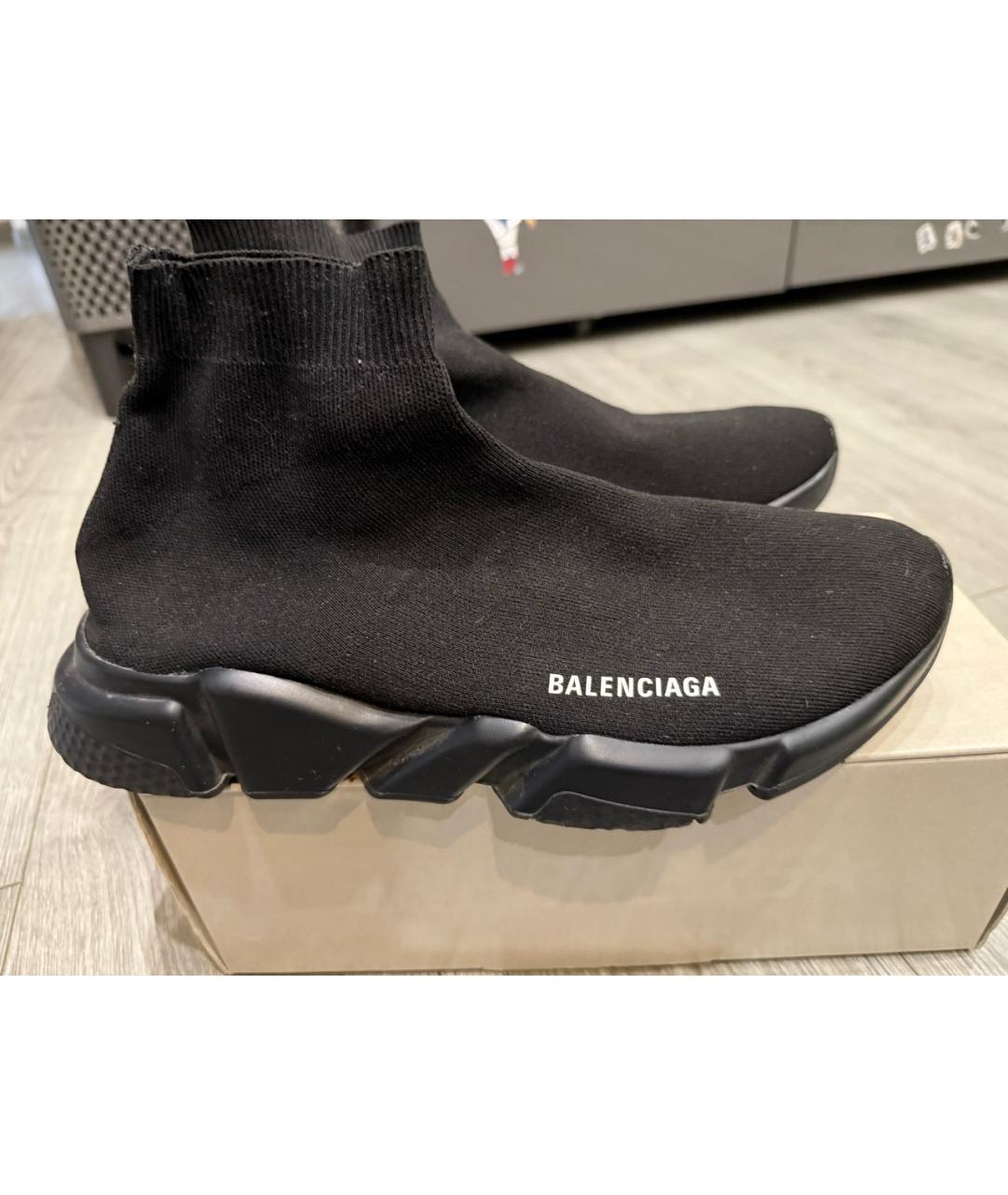BALENCIAGA Черные текстильные высокие кроссовки / кеды, фото 8