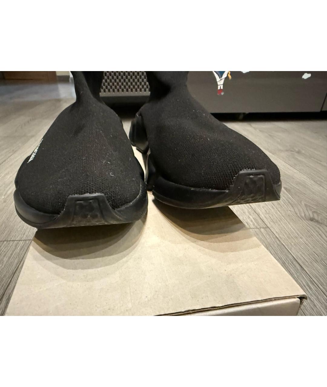 BALENCIAGA Черные текстильные высокие кроссовки / кеды, фото 2