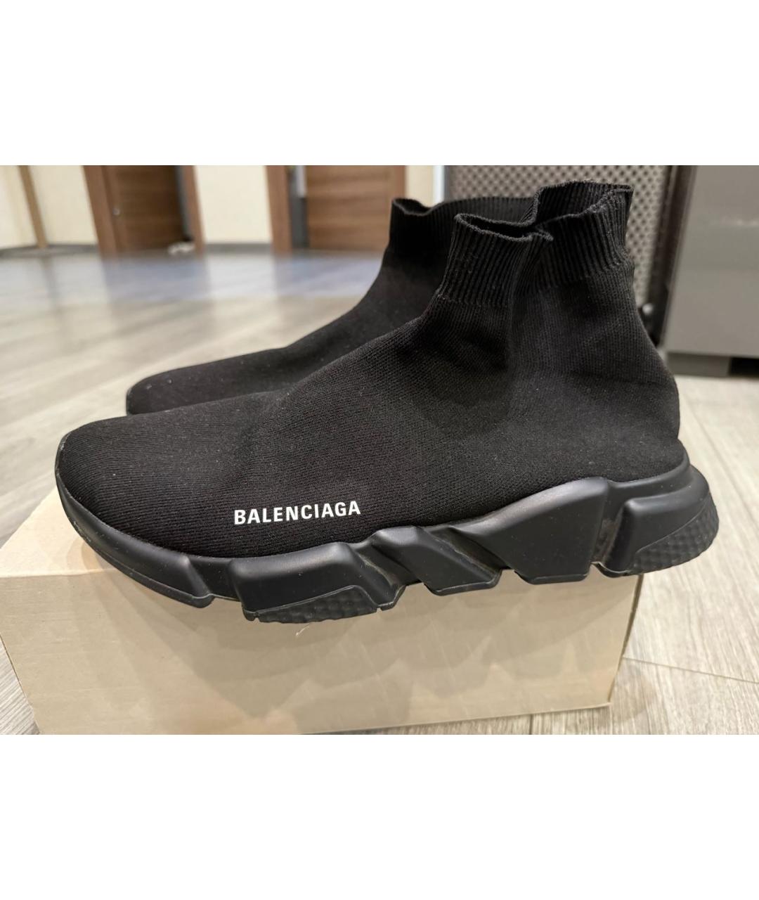 BALENCIAGA Черные текстильные высокие кроссовки / кеды, фото 6