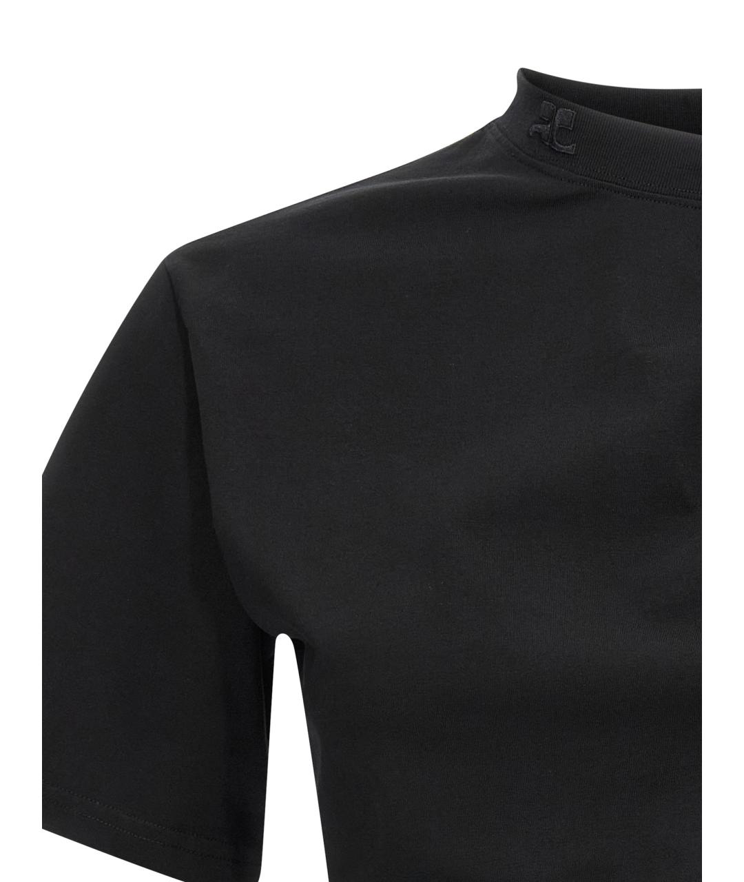 COURREGES Черная хлопковая футболка, фото 3
