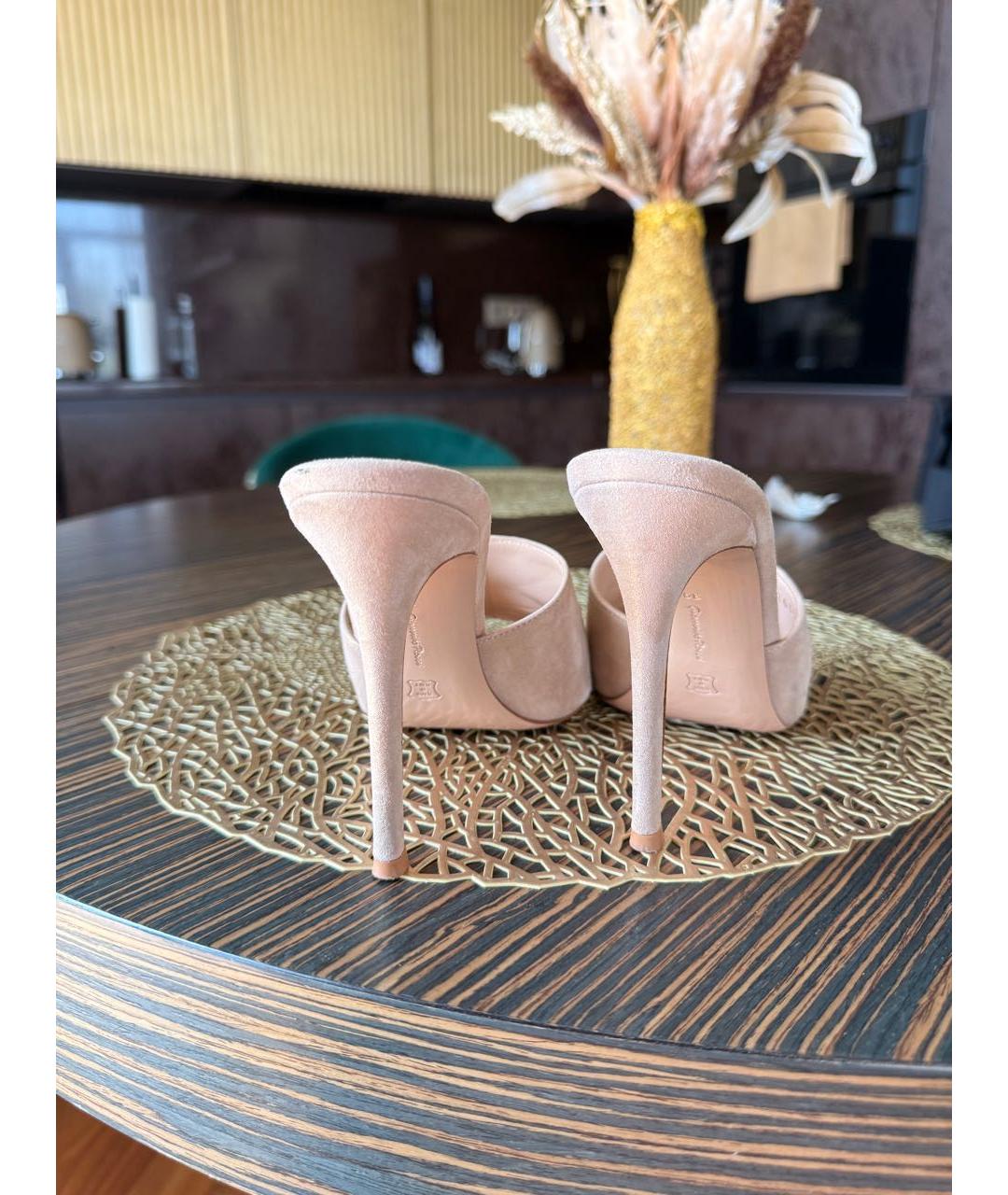 GIANVITO ROSSI Бежевые кожаные мюли, фото 3