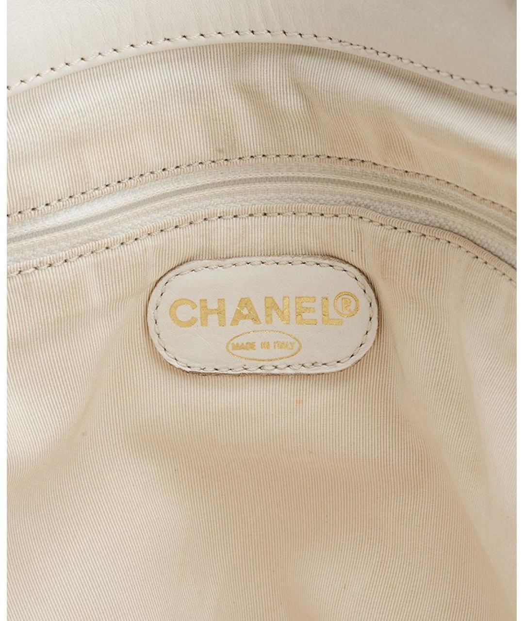 CHANEL Белая кожаная сумка тоут, фото 5