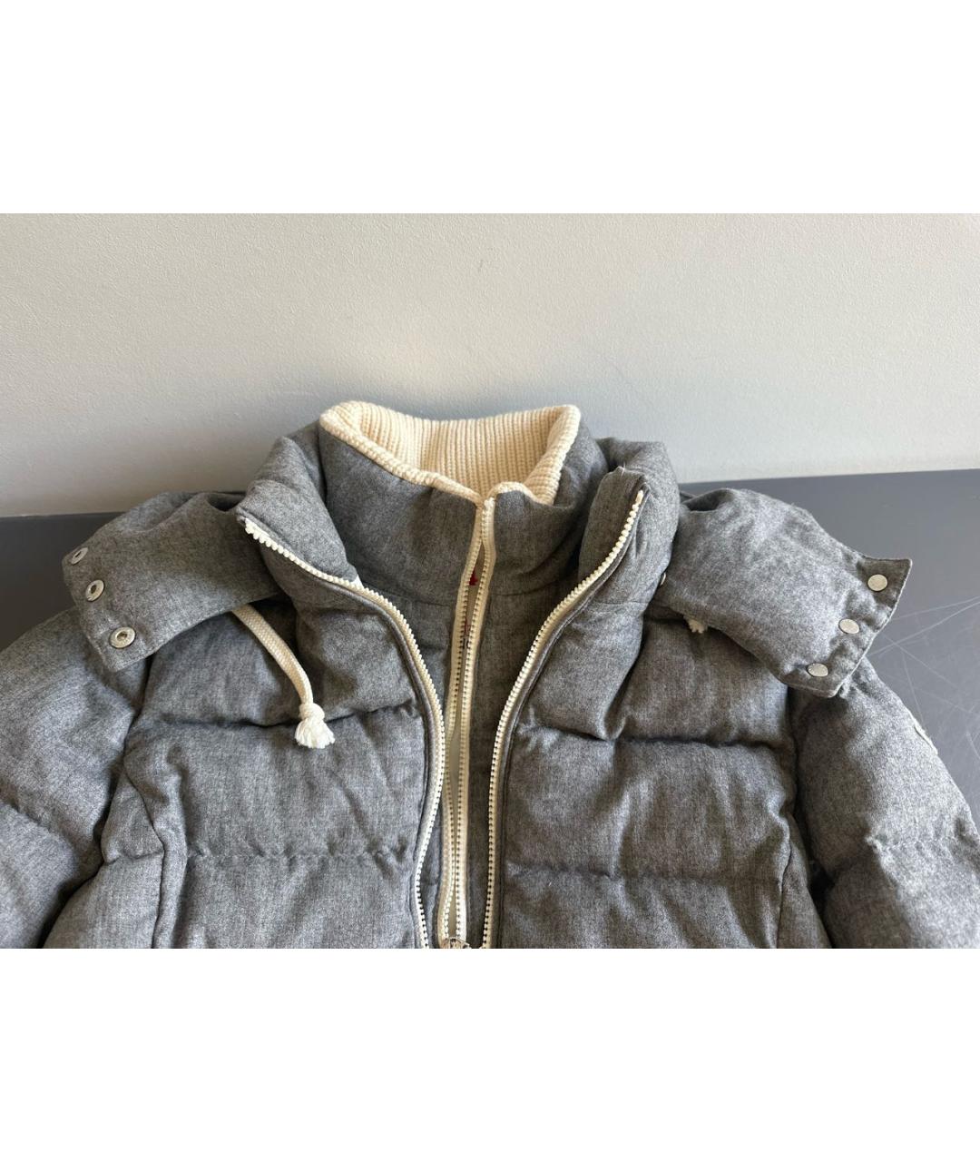 MONCLER Антрацитовый шерстяной пуховик, фото 4