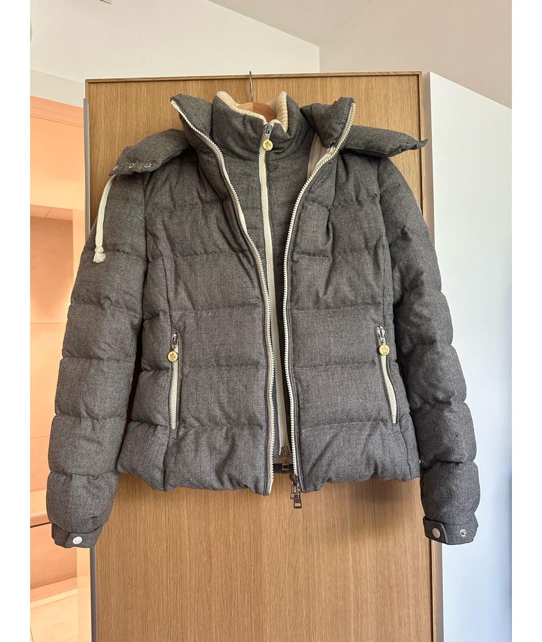 MONCLER Антрацитовый шерстяной пуховик, фото 5