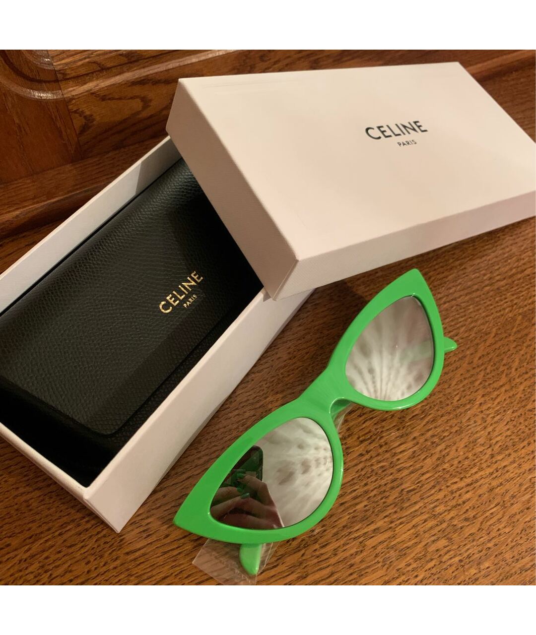 CELINE PRE-OWNED Зеленые пластиковые солнцезащитные очки, фото 2