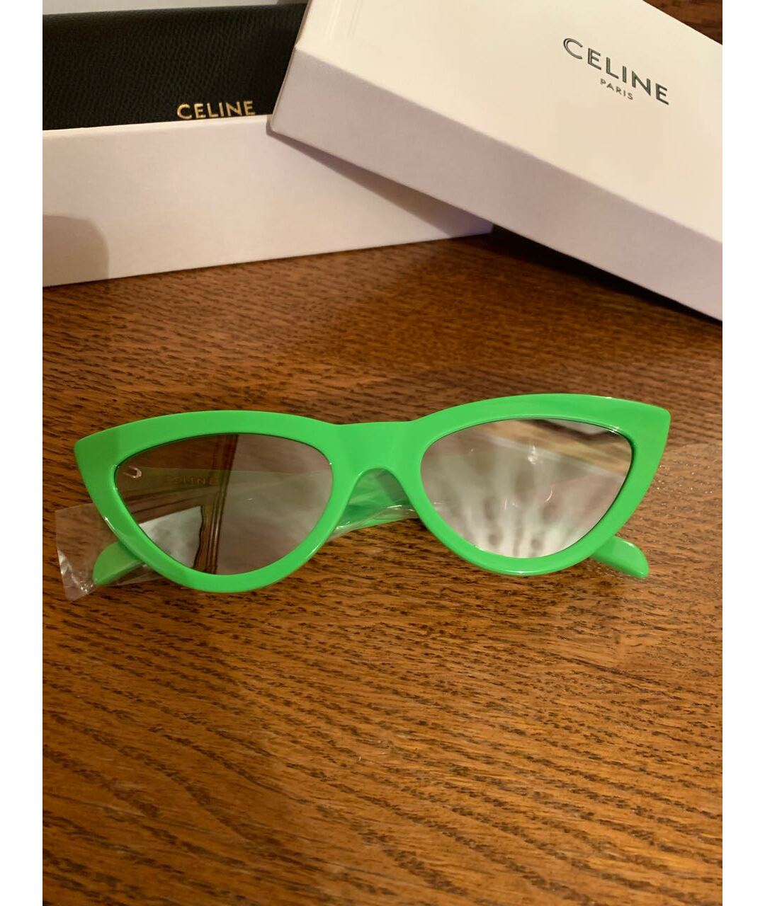 CELINE PRE-OWNED Зеленые пластиковые солнцезащитные очки, фото 5