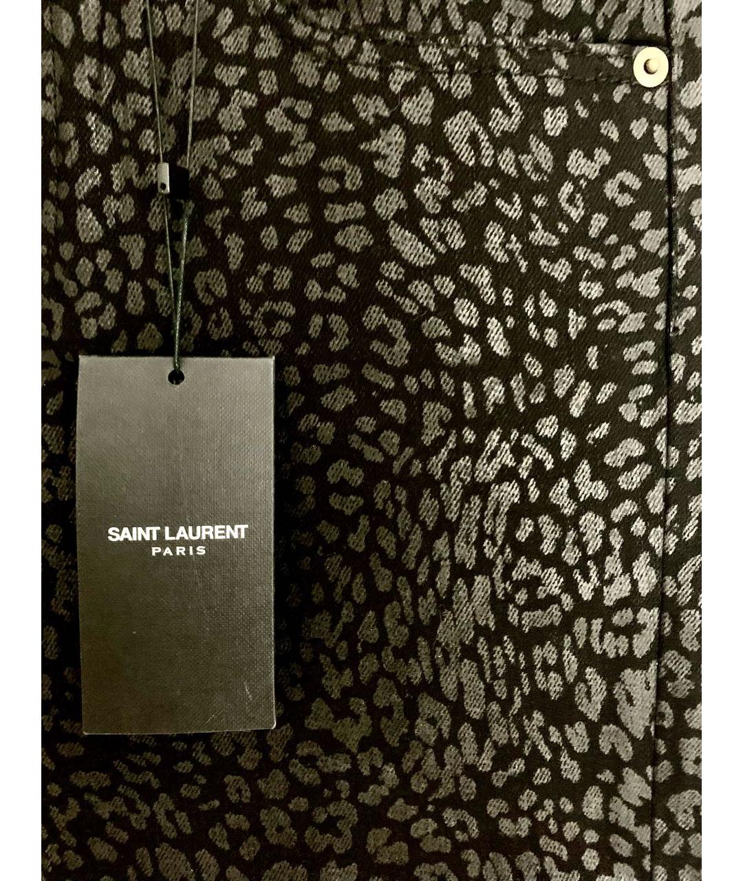 SAINT LAURENT Черные хлопковые прямые джинсы, фото 4