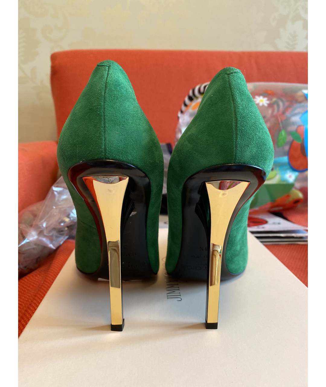 JIMMY CHOO Зеленые замшевые туфли, фото 4