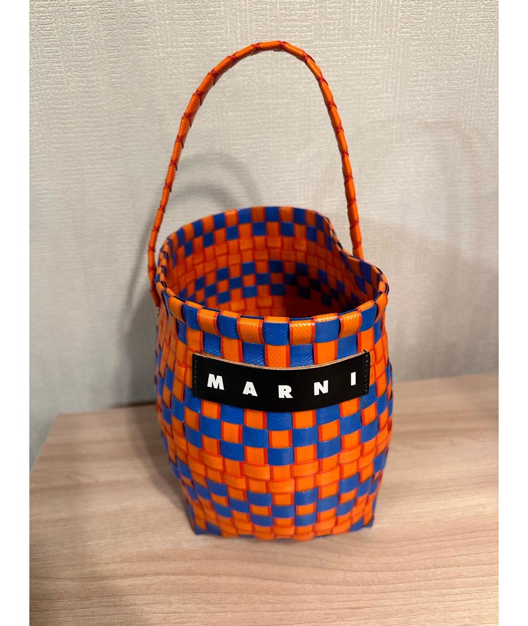 MARNI Оранжевая пелетеная сумка с короткими ручками, фото 9