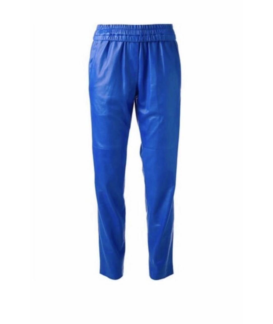 ISABEL MARANT Синие кожаные прямые брюки, фото 3