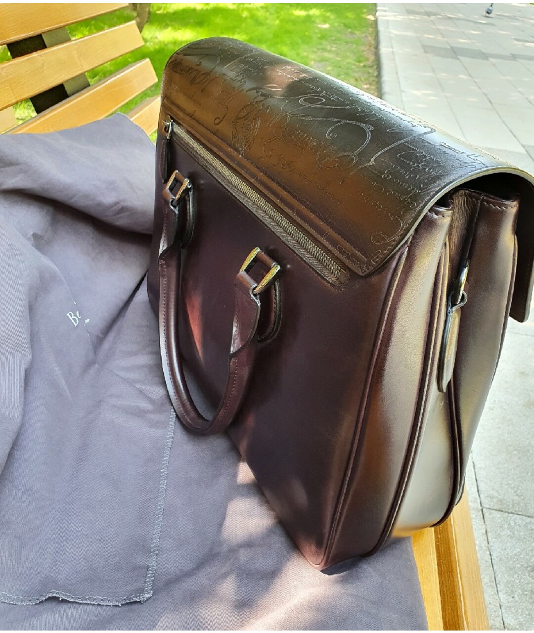 BERLUTI Коричневый кожаный портфель, фото 3