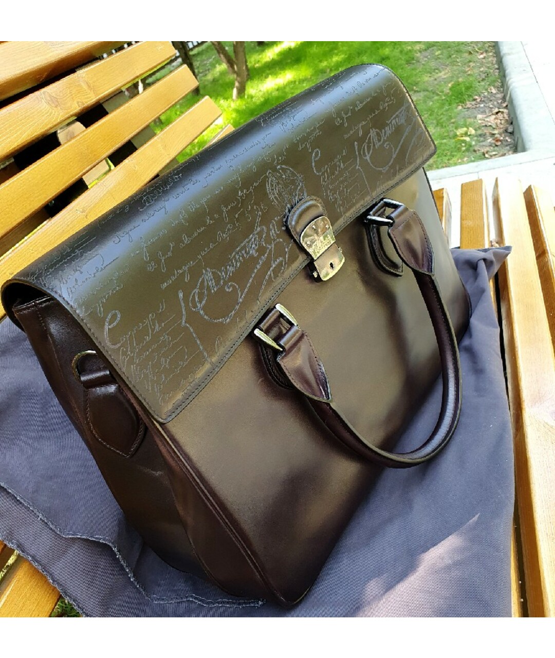 BERLUTI Коричневый кожаный портфель, фото 2