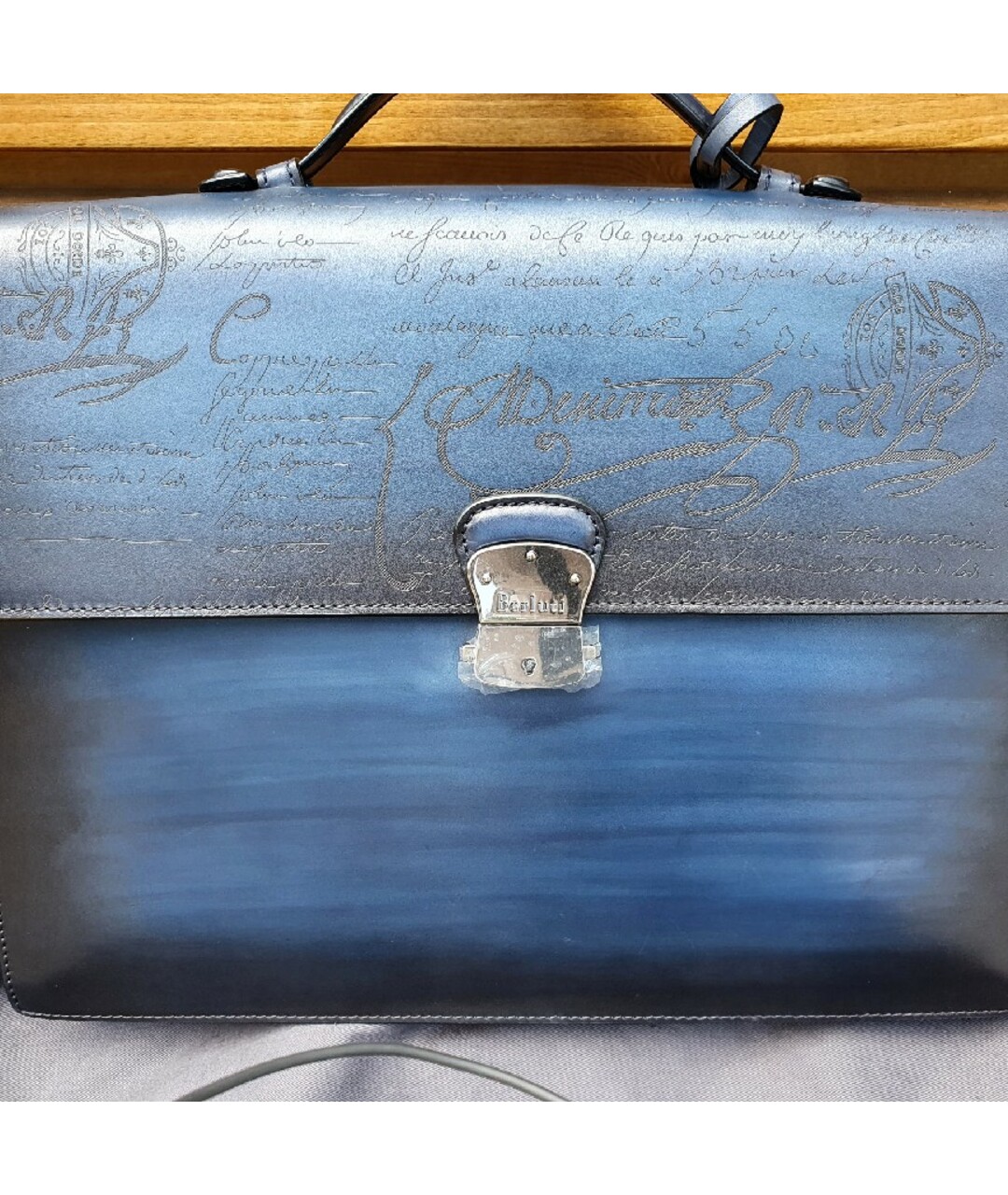 BERLUTI Синий кожаный портфель, фото 2