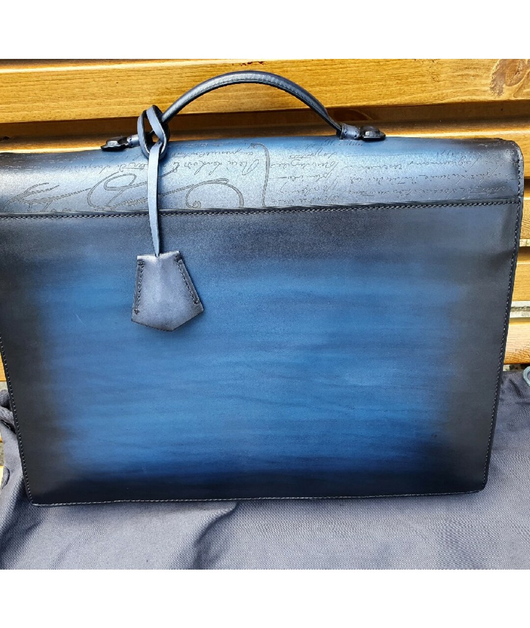 BERLUTI Синий кожаный портфель, фото 5