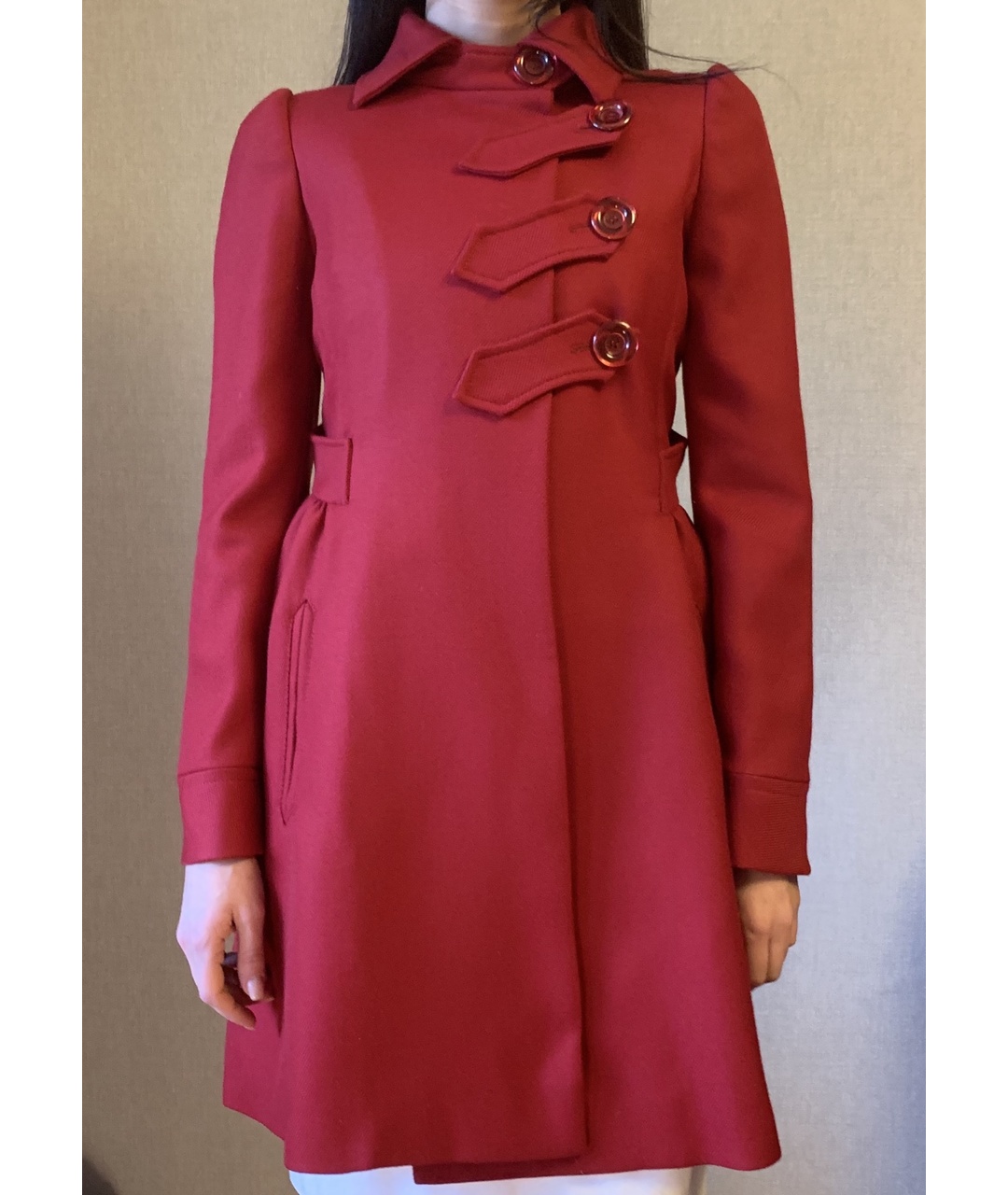 JOHN GALLIANO Красное шерстяное пальто, фото 7