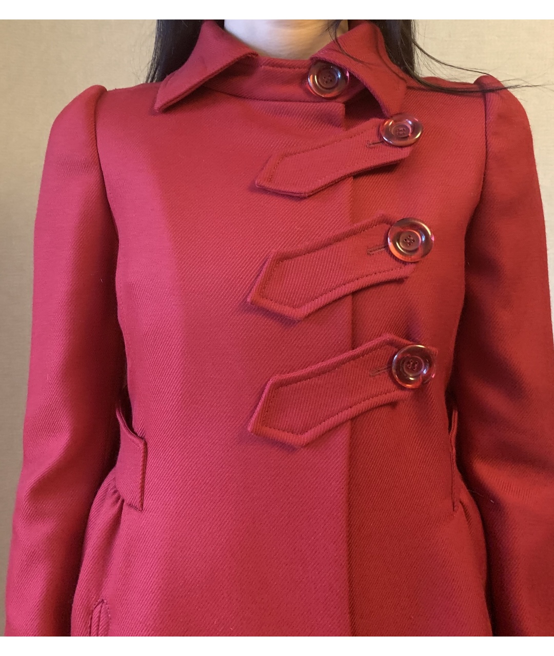 JOHN GALLIANO Красное шерстяное пальто, фото 4