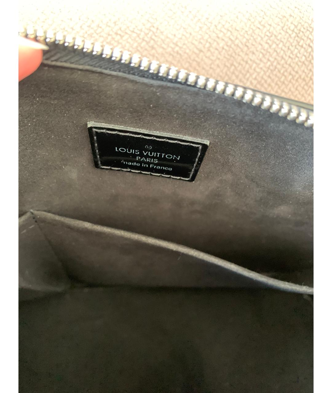 LOUIS VUITTON Черная кожаная сумка с короткими ручками, фото 5