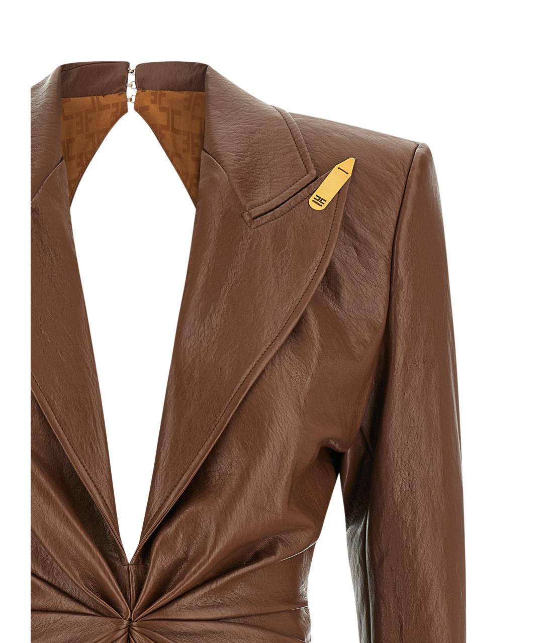 ELISABETTA FRANCHI Коричневое синтетическое коктейльное платье, фото 3
