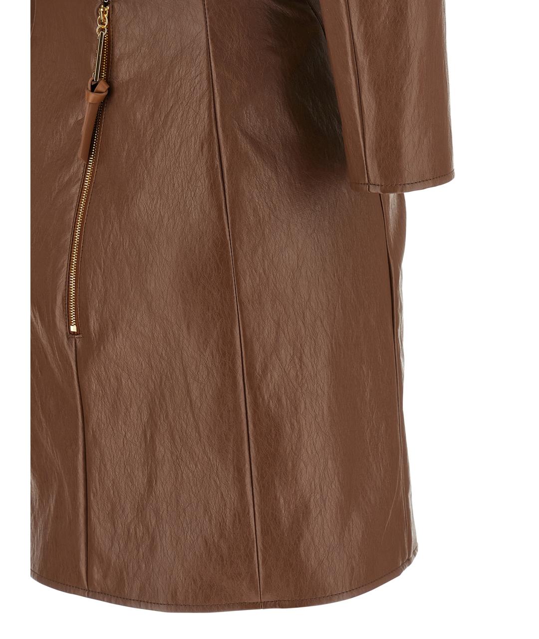 ELISABETTA FRANCHI Коричневое синтетическое коктейльное платье, фото 4