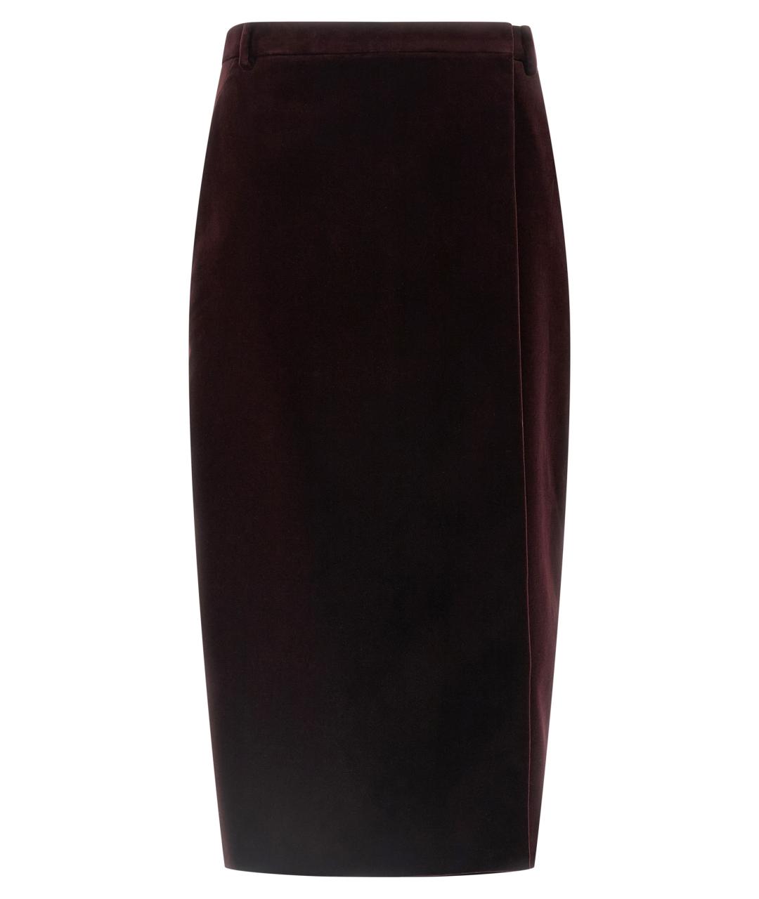 SAINT LAURENT Бордовая хлопковая юбка миди, фото 1