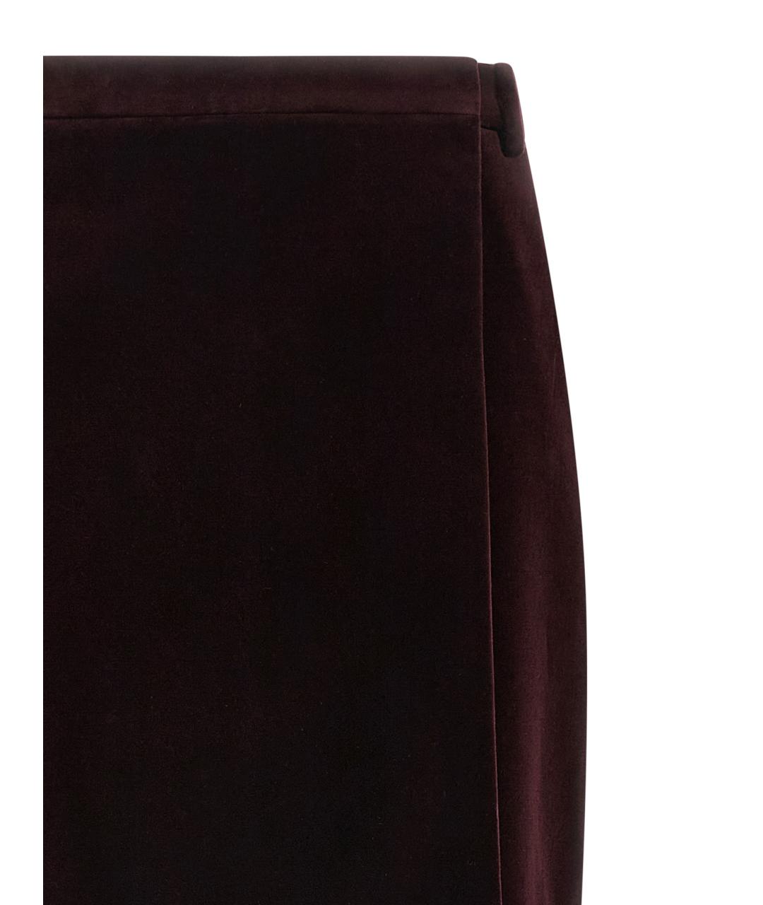 SAINT LAURENT Бордовая хлопковая юбка миди, фото 3