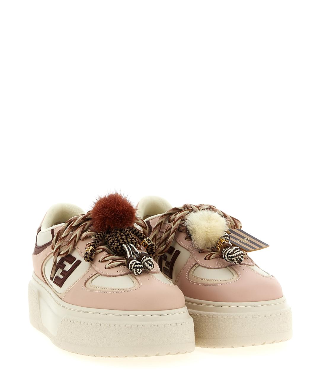 FENDI Розовые кожаные кеды, фото 2