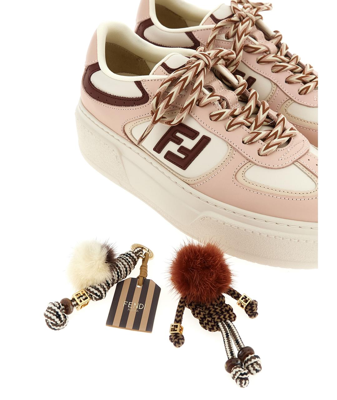 FENDI Розовые кожаные кеды, фото 6