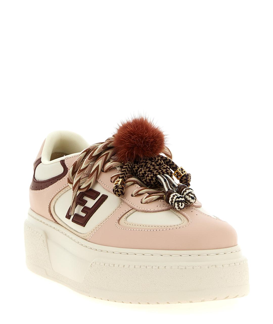 FENDI Розовые кожаные кеды, фото 3
