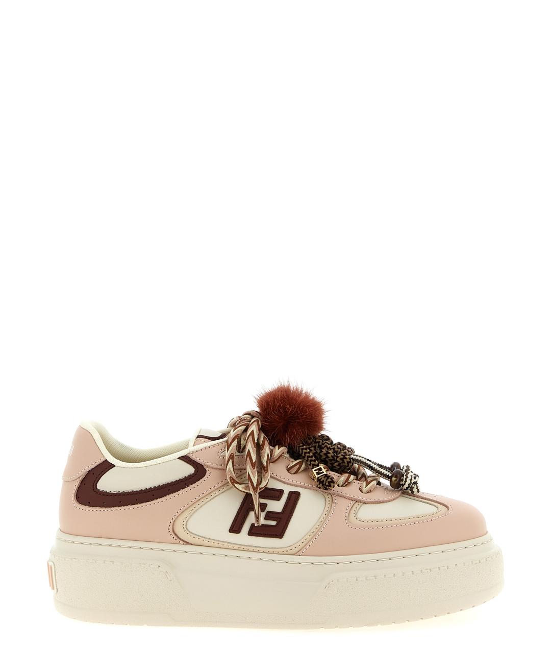 FENDI Розовые кожаные кеды, фото 1