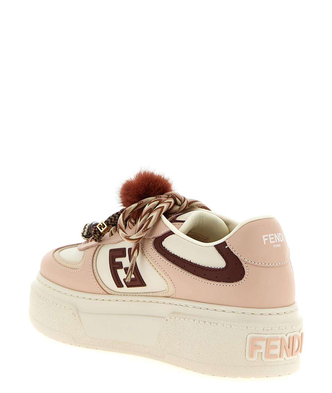 FENDI Розовые кожаные кеды, фото 4