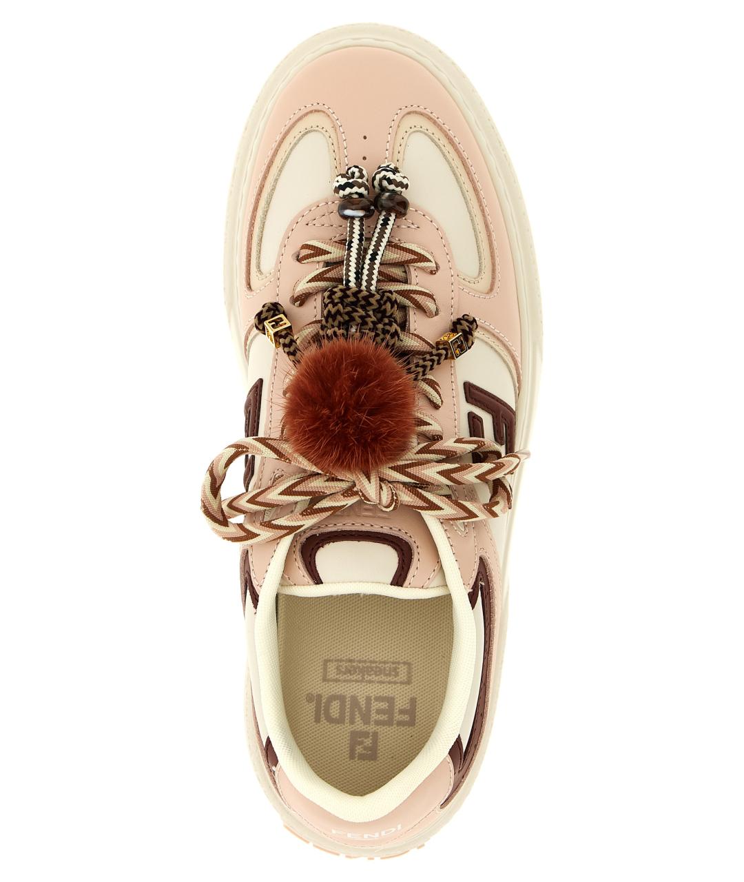 FENDI Розовые кожаные кеды, фото 5