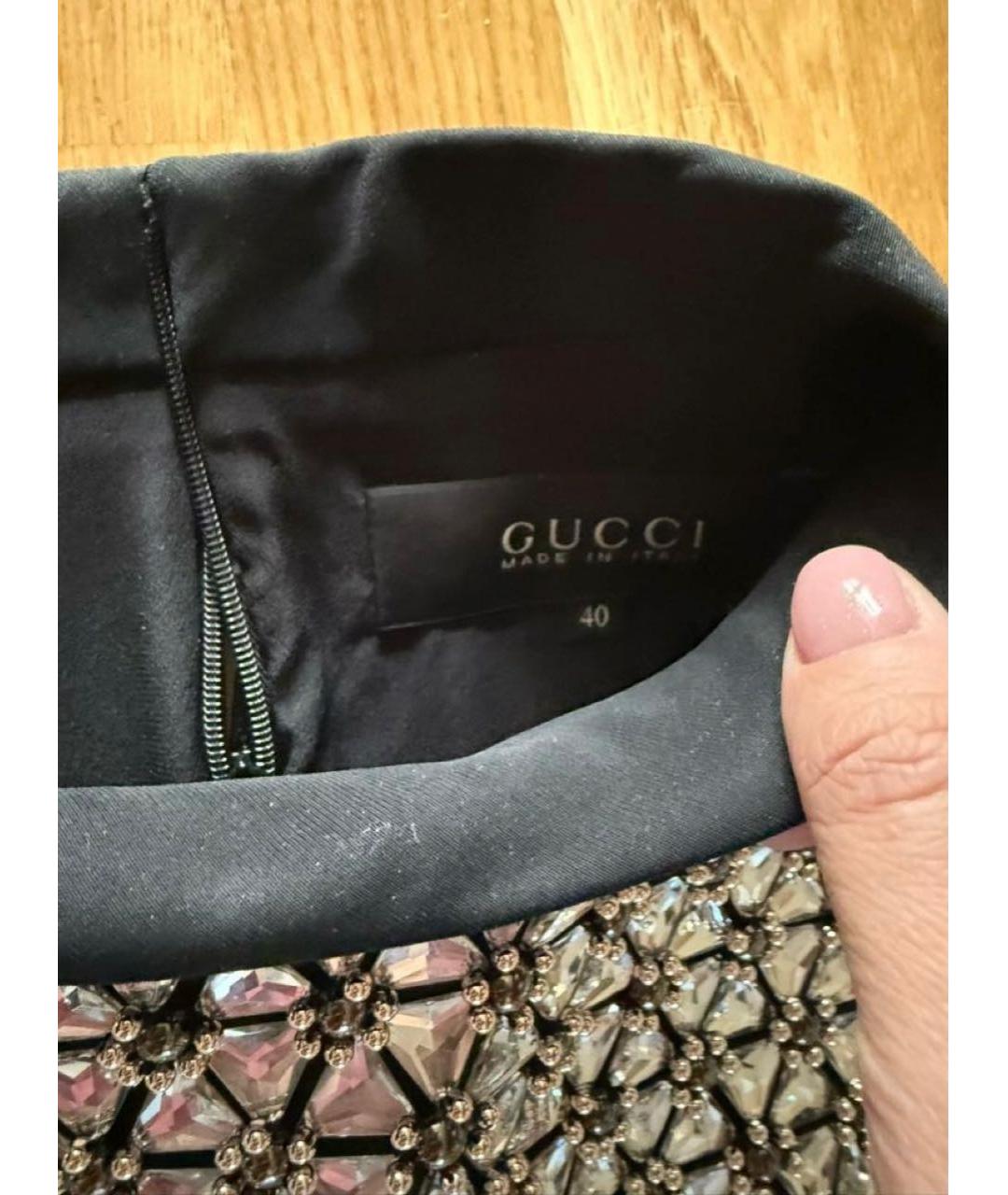 GUCCI Черное шелковое вечернее платье, фото 3