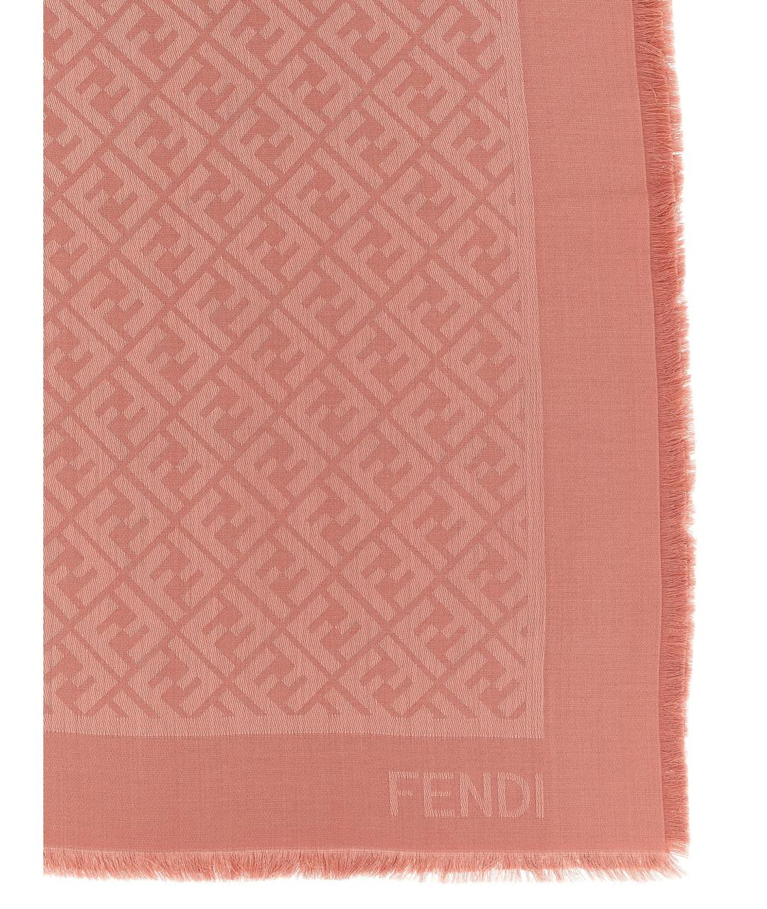 FENDI Розовый шелковый шарф, фото 2