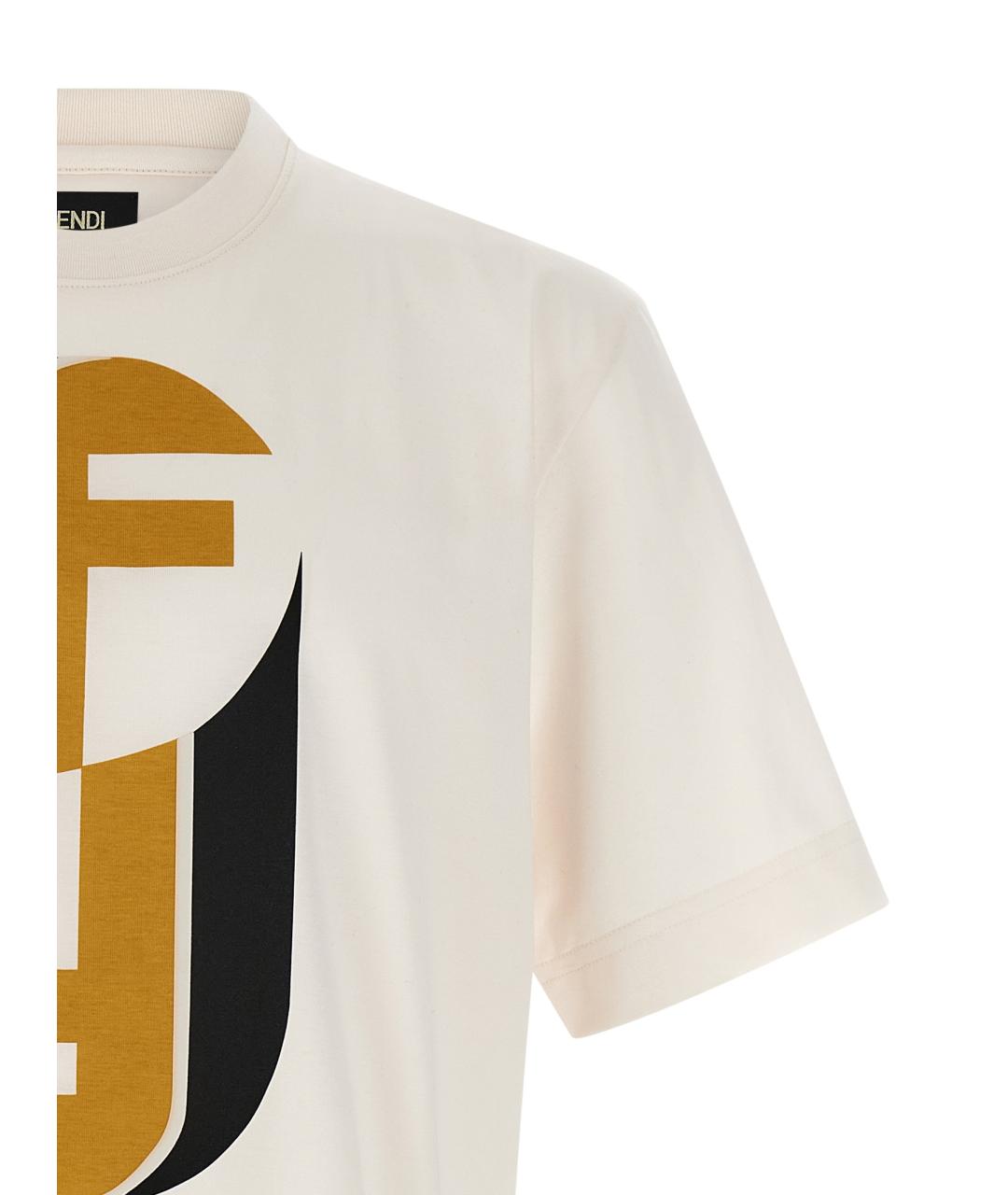 FENDI Бежевая хлопковая футболка, фото 3