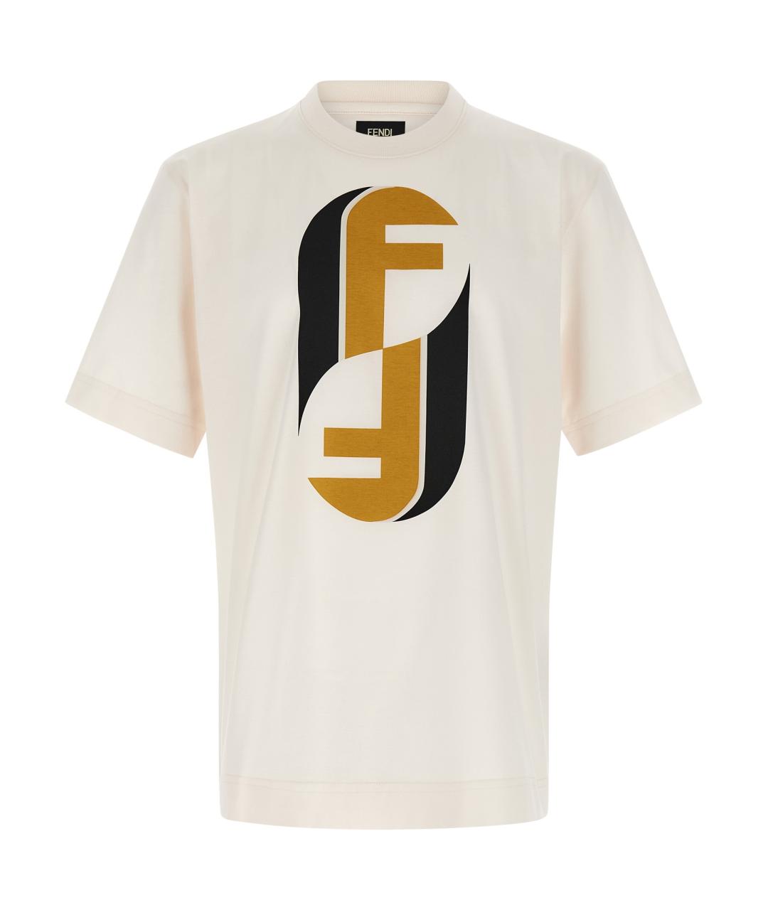 FENDI Бежевая хлопковая футболка, фото 1