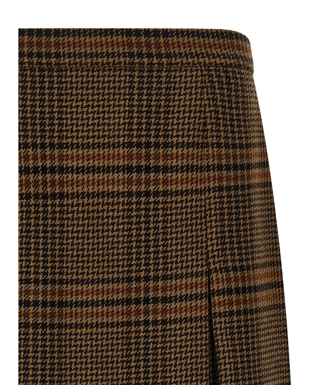 SAINT LAURENT Коричневая шерстяная юбка миди, фото 3