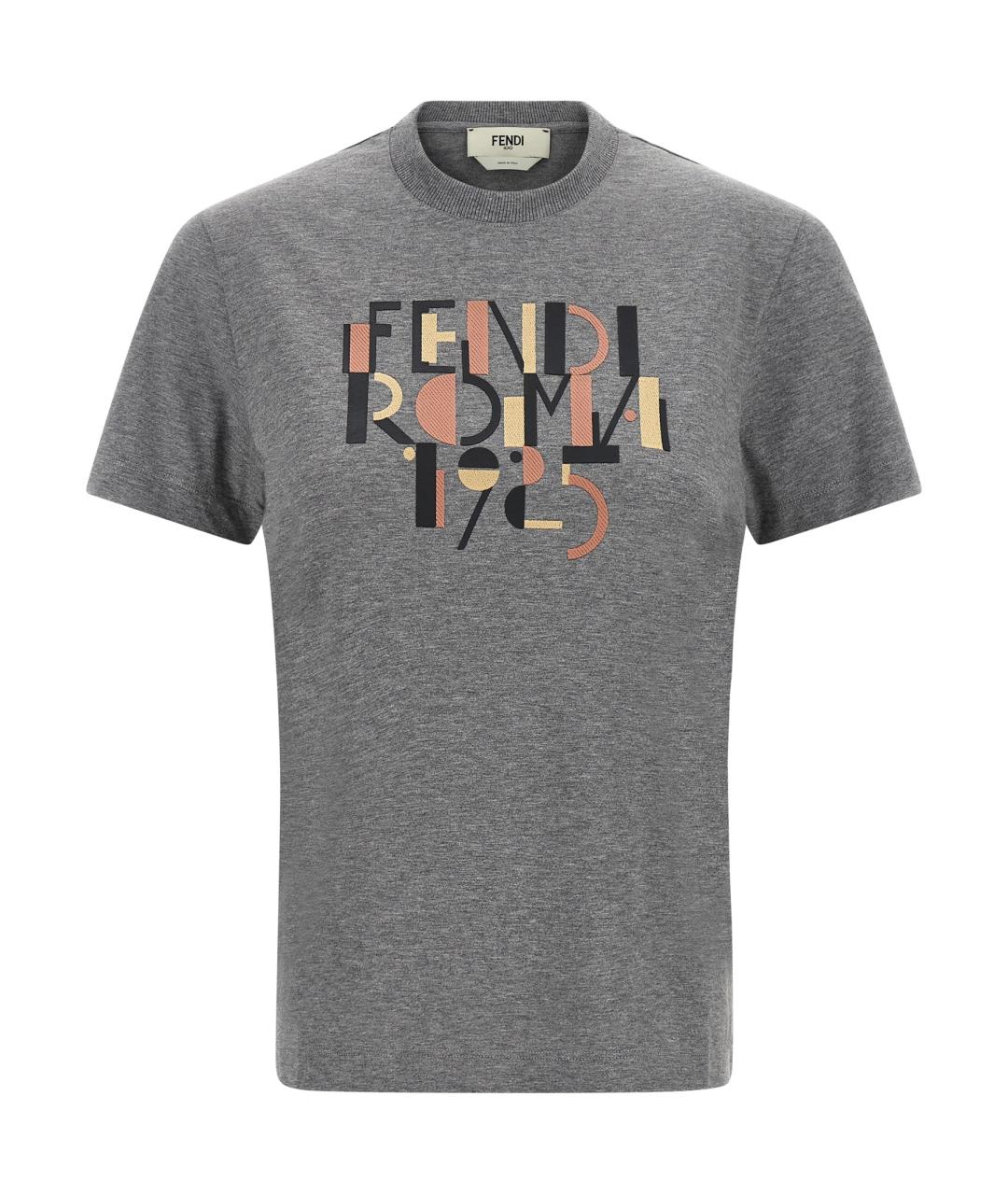 FENDI Серая хлопковая футболка, фото 1