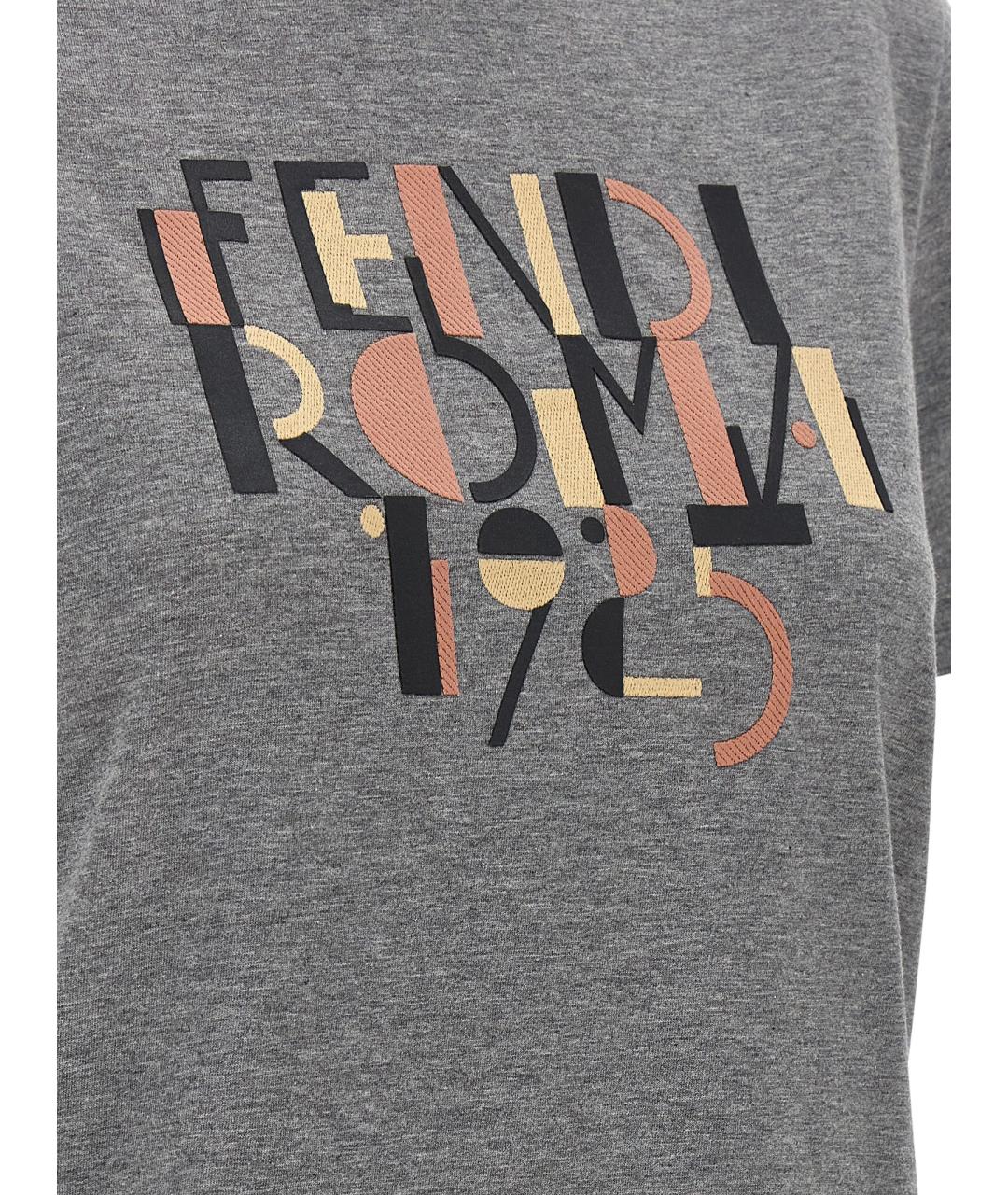 FENDI Серая хлопковая футболка, фото 4