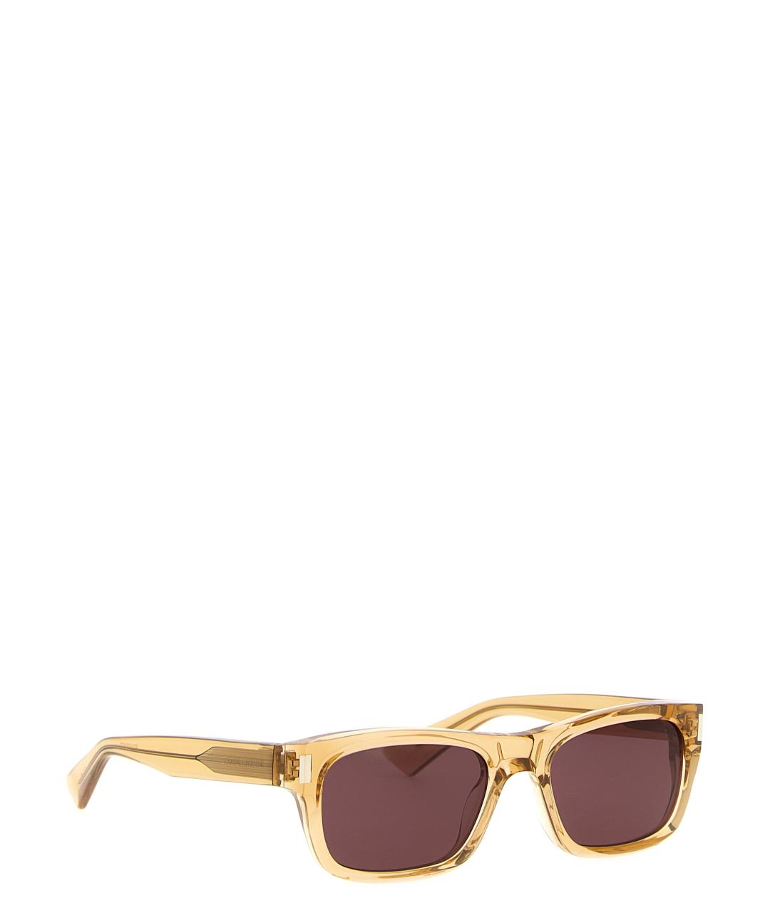 SAINT LAURENT Бежевые пластиковые солнцезащитные очки, фото 2