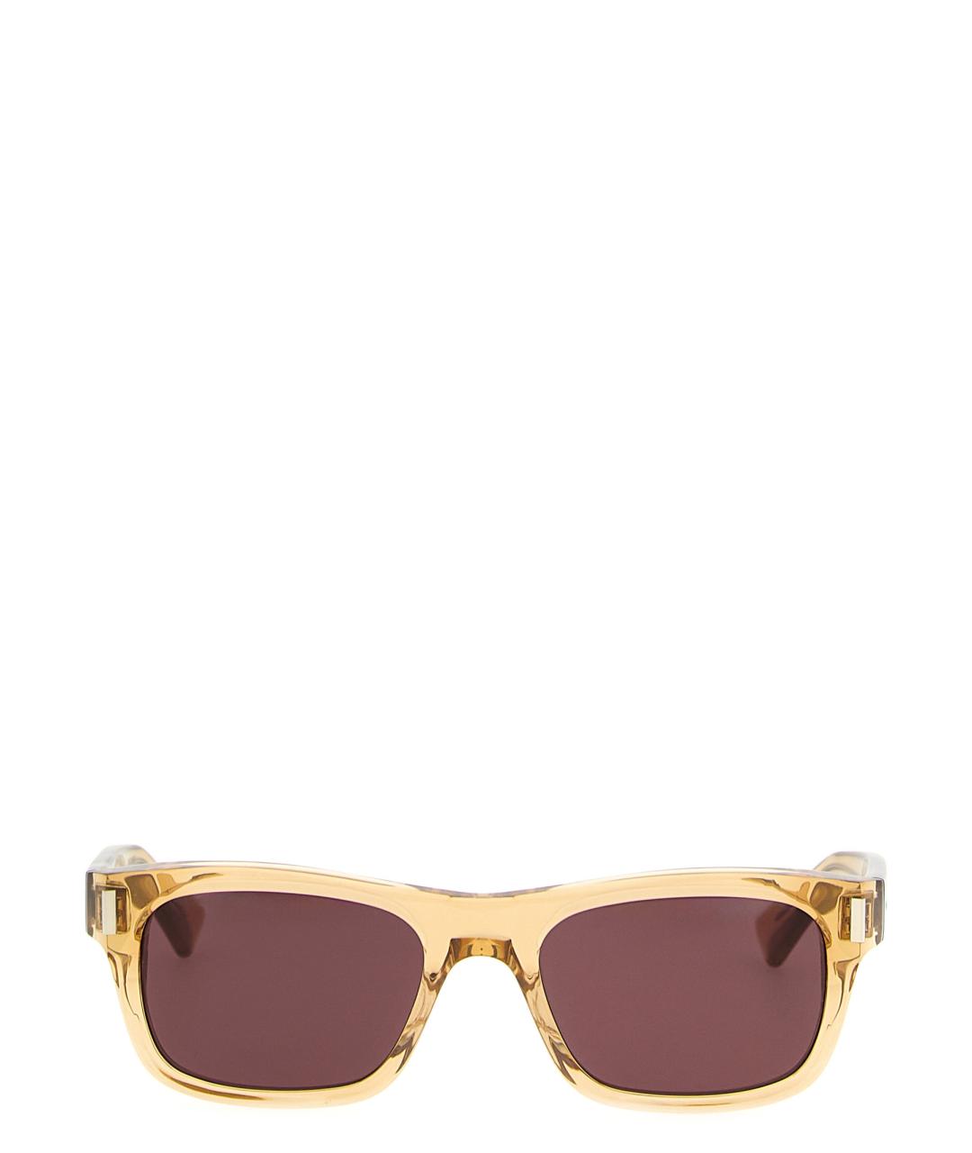 SAINT LAURENT Бежевые пластиковые солнцезащитные очки, фото 1