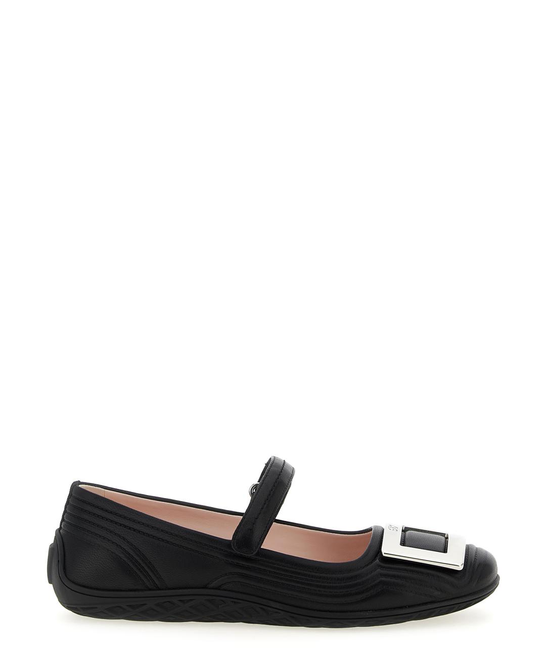 ROGER VIVIER Черные кожаные балетки, фото 1