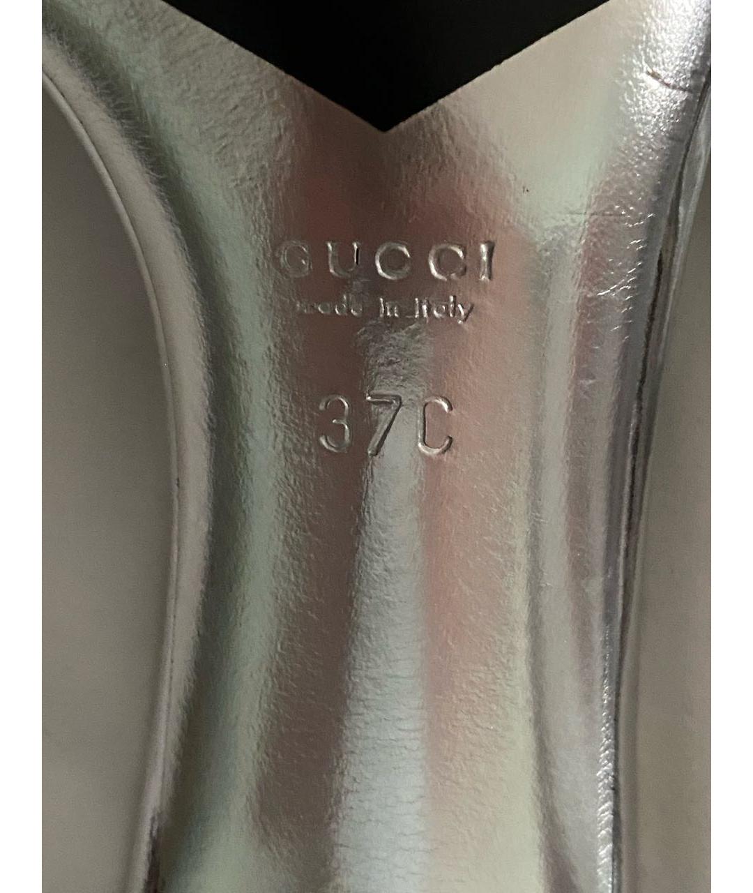 GUCCI Серебряные кожаные мюли, фото 4
