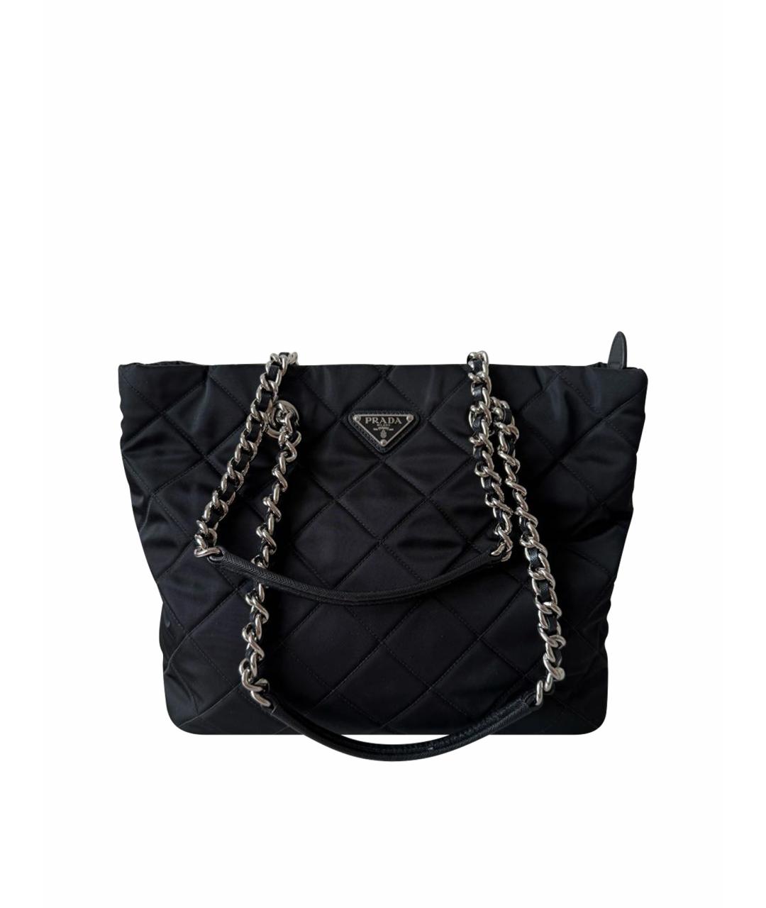 PRADA Черная тканевая сумка тоут, фото 1