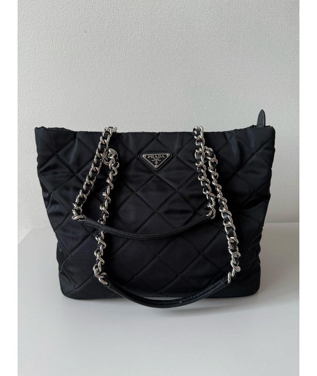 PRADA Черная тканевая сумка тоут, фото 7