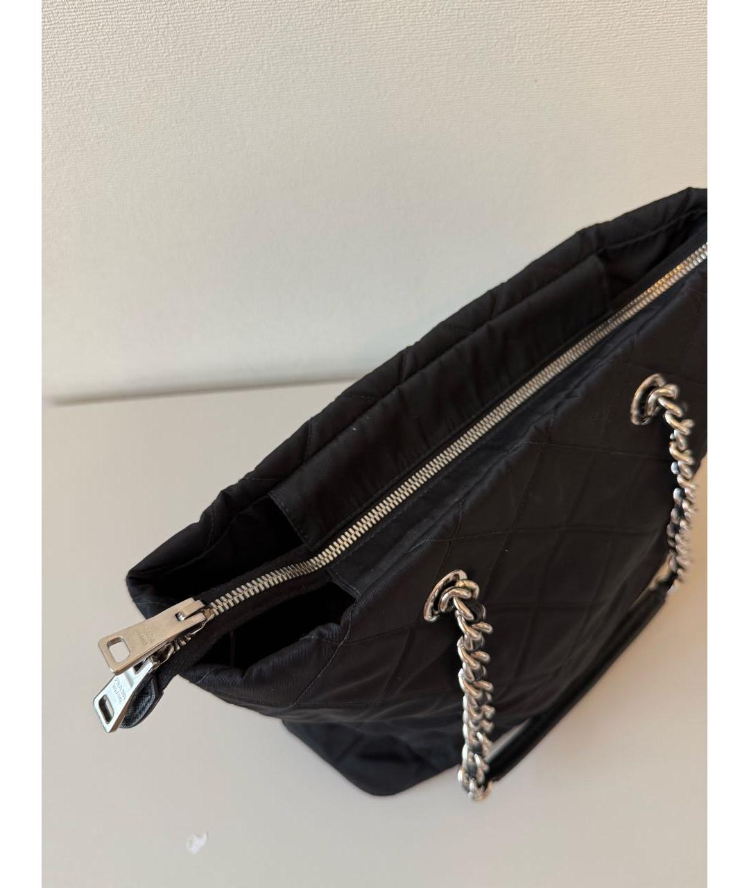 PRADA Черная тканевая сумка тоут, фото 3