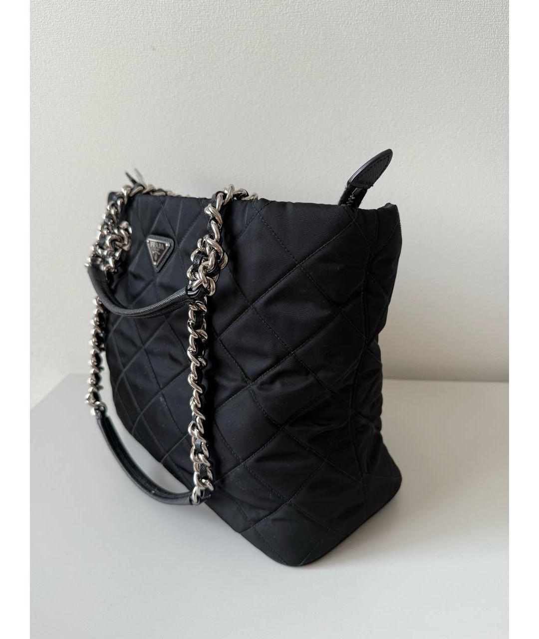 PRADA Черная тканевая сумка тоут, фото 6