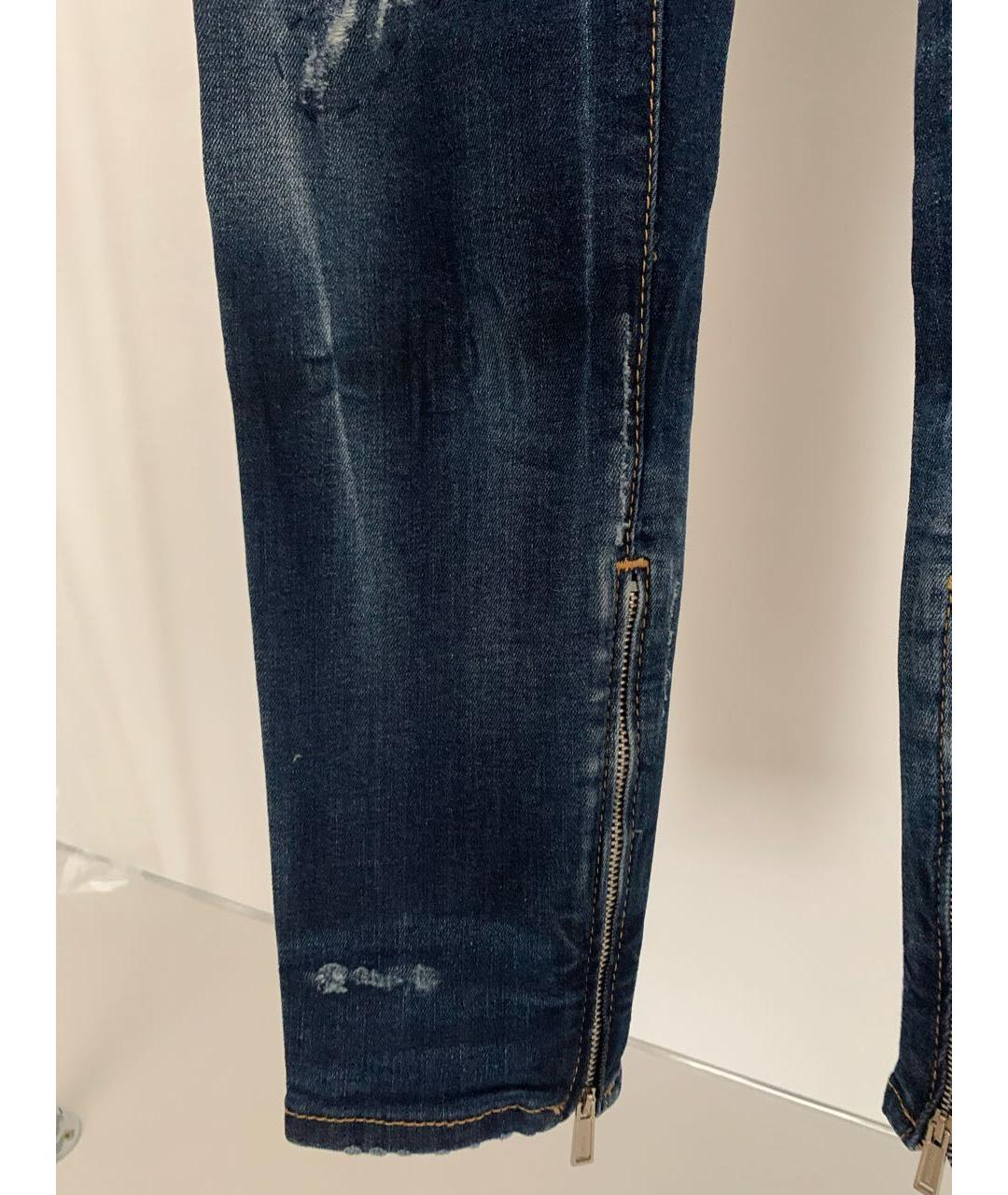 DSQUARED2 Темно-синие хлопковые прямые джинсы, фото 5